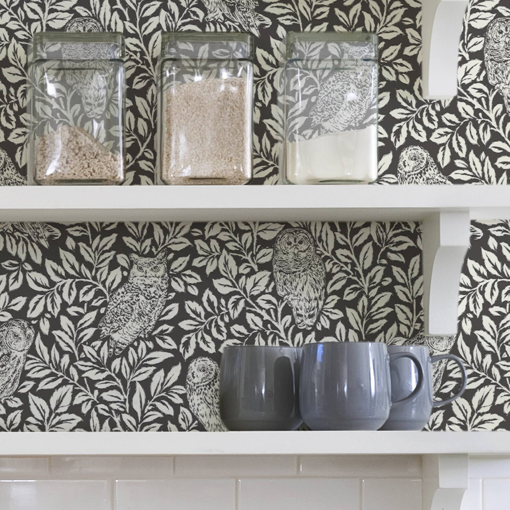 Wallpops Charcoal Sleepy Owls Peel & Stick Wallpaper